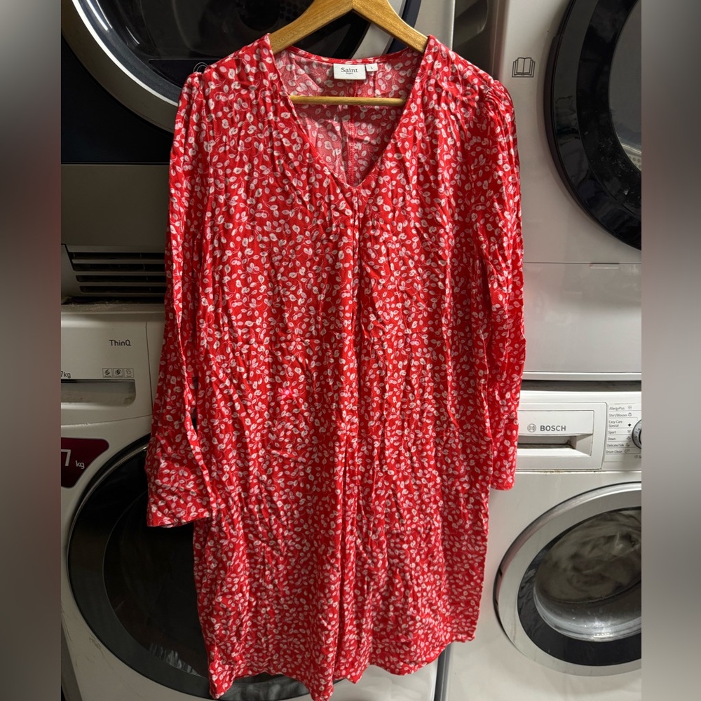 Red Ruffled Tiered V-Neck Sundress